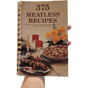 375 Meatless Recipes (1991) Spiral-Bound Vegetarian Cookbook Nutrition Calorie